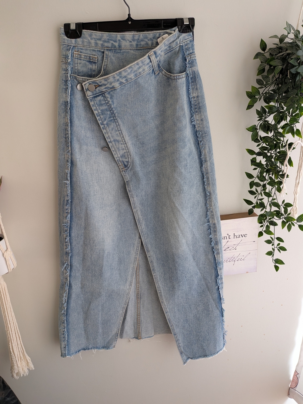 FSY Korean Light Wash Denim Wrap Midi Skirt - Women Jeans